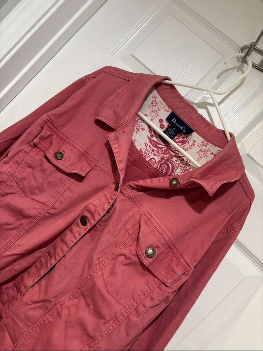 DENIM & CO Vintage Dusty Rose Denim Jacket